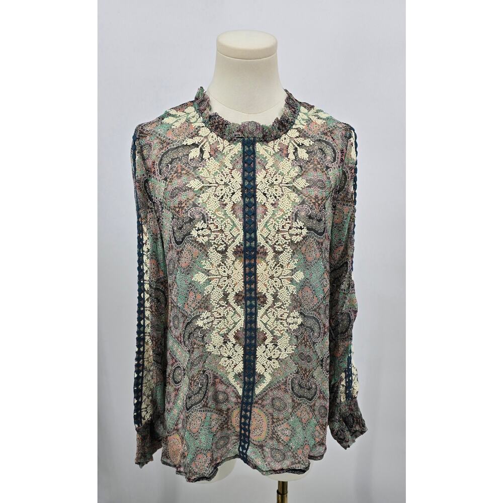 Sundance Victorian Charms Sheer Embroidered‎ Blouse